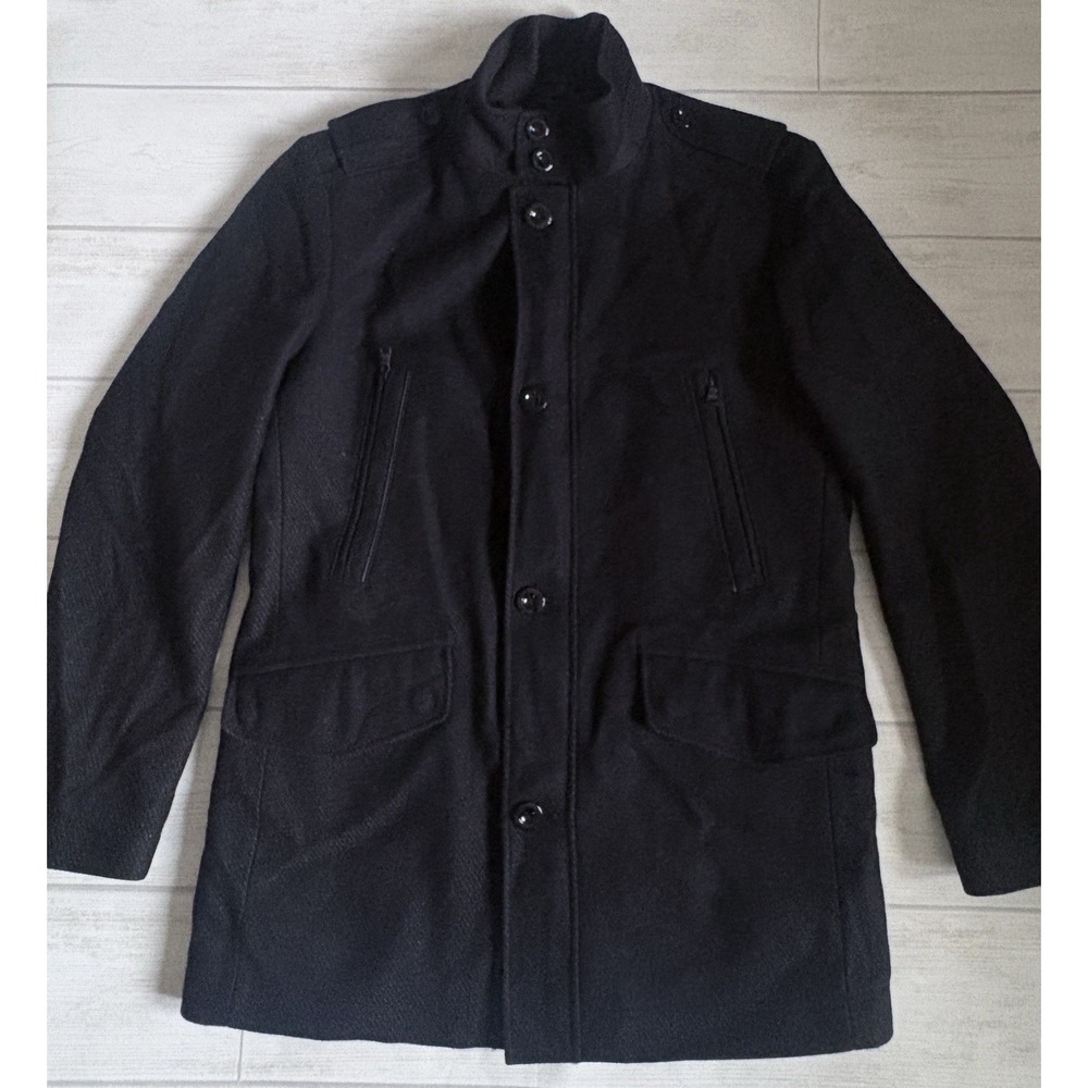 Hugo Boss Men's Black Field Jacket Military Utility Coat Pocket Zip Button 42L